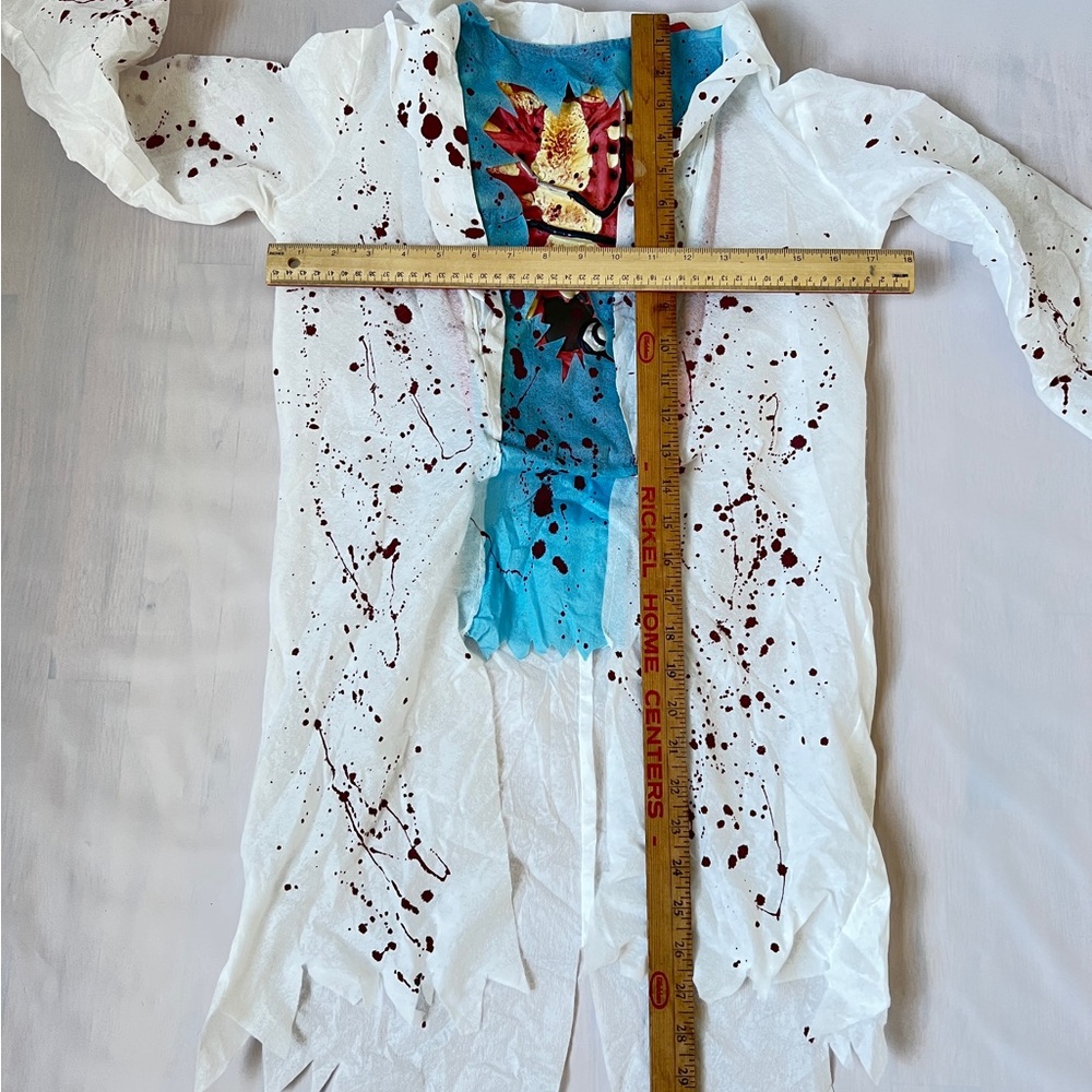 Zombie Doctor Kids Costume with stethoscope no hat Halloweensize M 8-10y - Picture 10 of 15